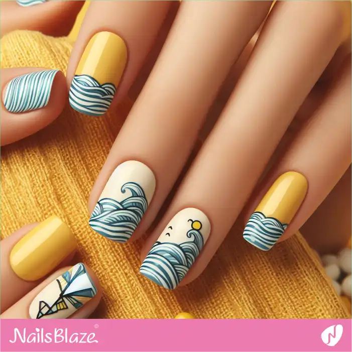 Ocean Waves French Nail Design | Save the Ocean Nails - NB3250